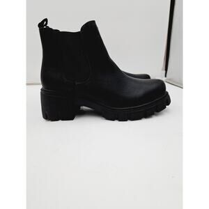 Soda Pioneer Women Lug Sole Mid Heel Chelsea Ankle Bootie w/ Dbl Elastic Gore 10